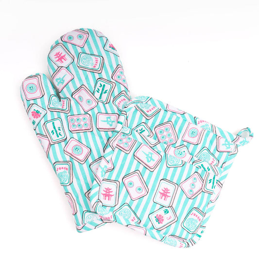 Mahjong Stripe Oven Mitt Set