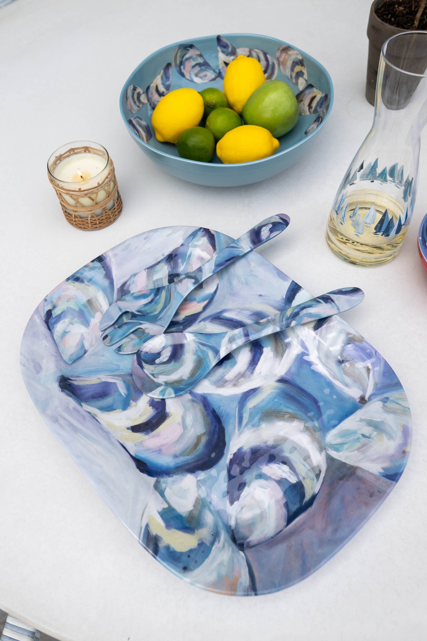 Oyster - Melamine Salad Utensils - Flowing Shells