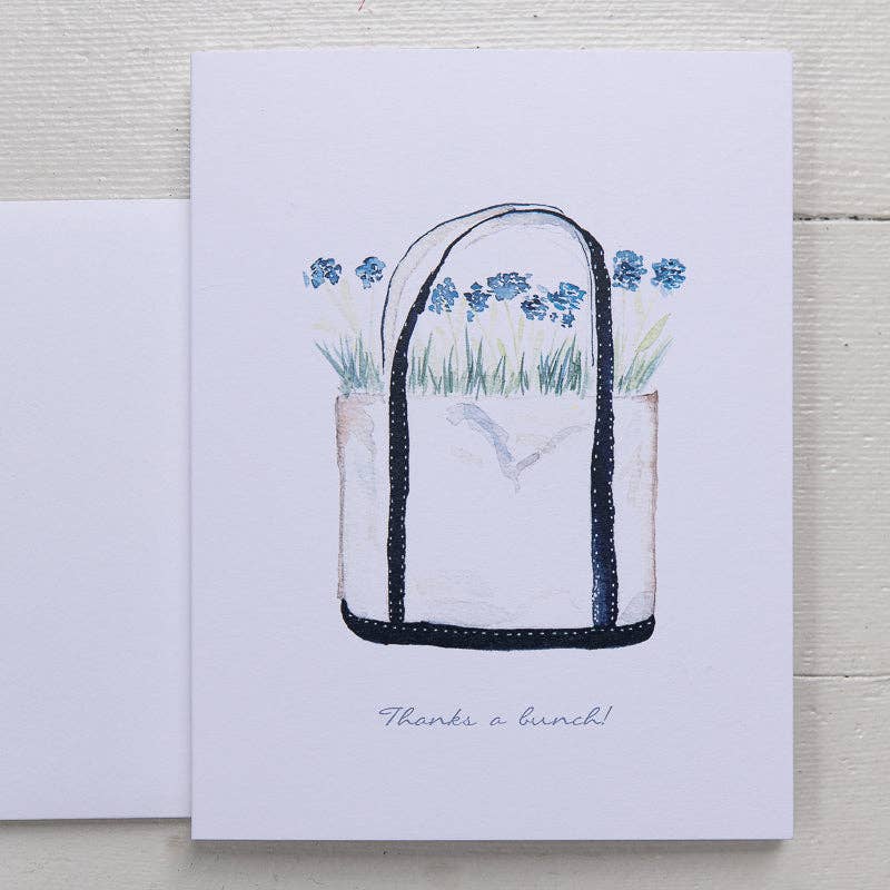 Beach Tote Filled with Flowers Note Card (Single Card)