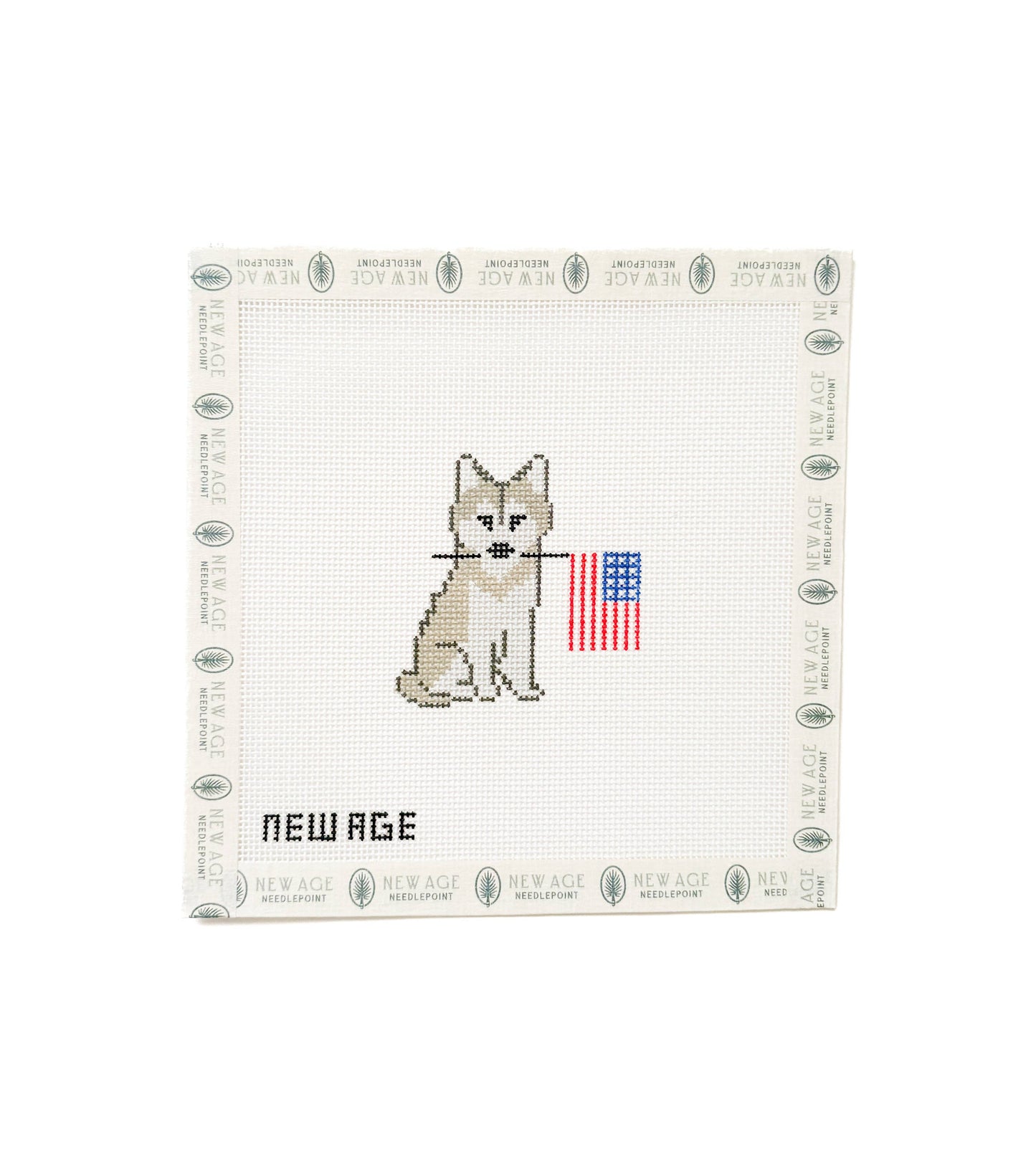 Patriotic Husky - 18 Mesh Needlepoint Canvas
