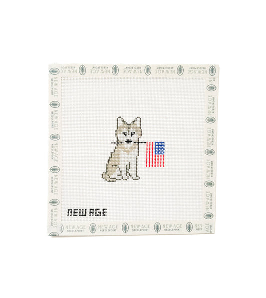 Patriotic Husky - 18 Mesh Needlepoint Canvas