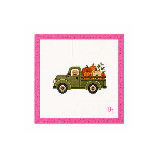 Pumpkin Patch Pickup - 18 Mesh Needlepoint Canvas