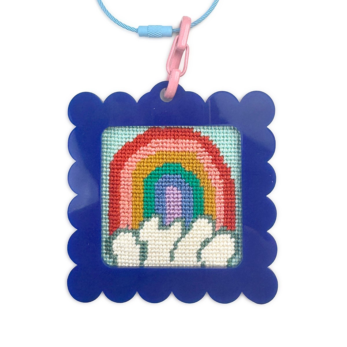 Bag Tag: Large Scallop Square: Pink
