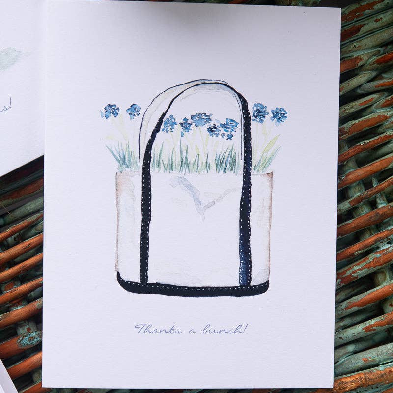 Beach Tote Filled with Flowers Note Card (Single Card)