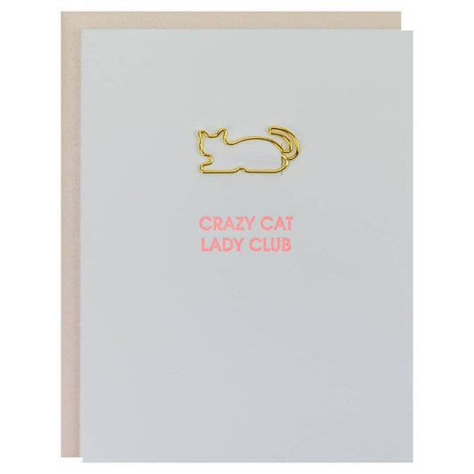 Crazy Cat Lady Club - Cat Letterpress Paper Clip Greeting Card