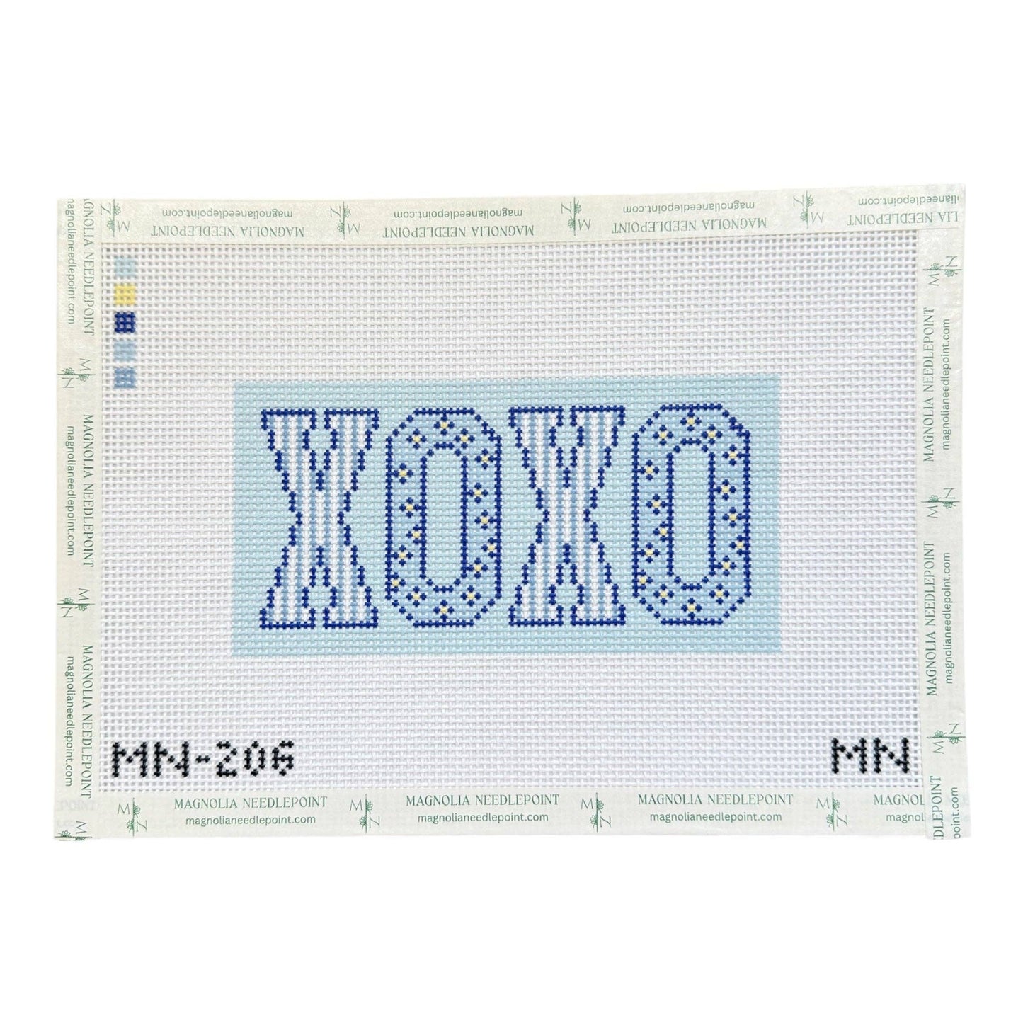 XOXO Blue Block Letters Insert - 13 Mesh Needlepoint Canvas