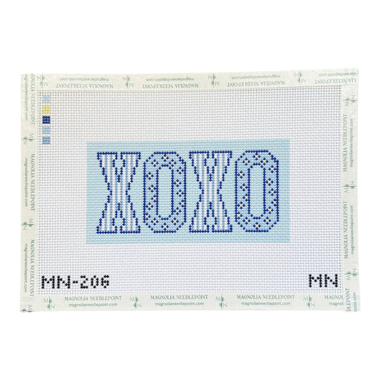 XOXO Blue Block Letters Insert - 13 Mesh Needlepoint Canvas