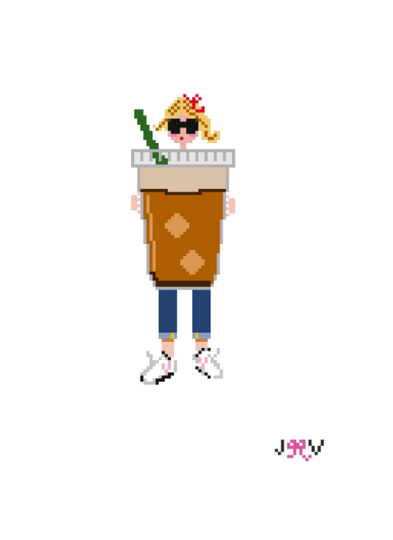 JV171 - Iced Coffee Blonde Girl Needlepoint Canvas