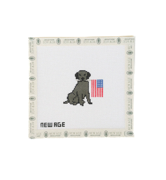 Patriotic Black Lab Canvas - 18 Mesh Needlepoint Canvas