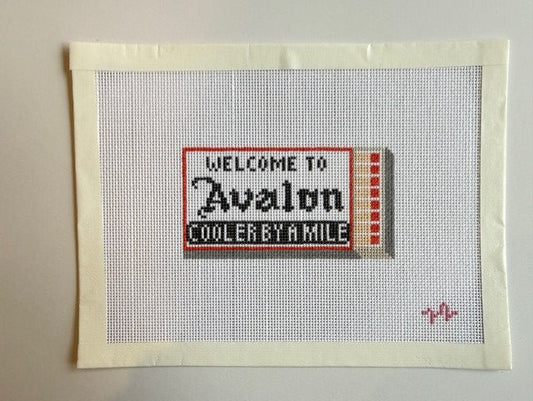 Welcome to Avalon Vintage Town Sign - 18 Mesh Needlepoint Canvas